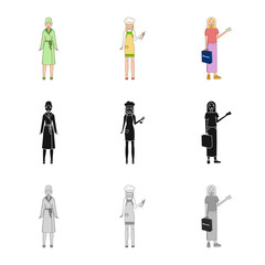 Isolated object of posture and mood symbol. Set of posture and female vector icon for stock.