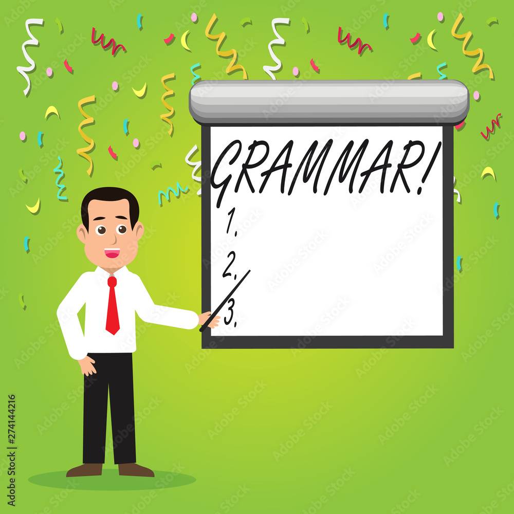 Poster conceptual hand writing showing grammar. concept meaning system and structure of a language writing 
