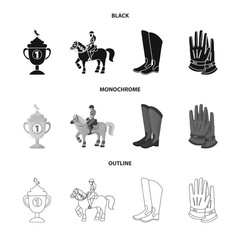 Vector design of equipment and riding logo. Set of equipment and competition vector icon for stock.