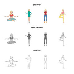 Vector design of posture and mood sign. Collection of posture and female stock vector illustration.