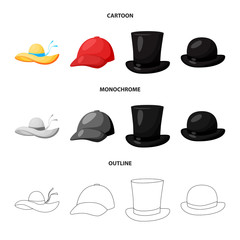 Vector illustration of clothing and cap logo. Set of clothing and beret stock vector illustration.