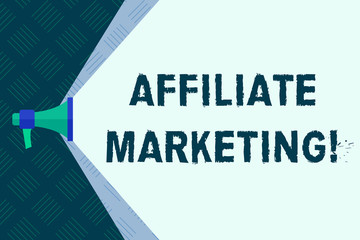 Word writing text Affiliate Marketing. Business photo showcasing compensation to thirdparty publishers to generate leads Megaphone Extending the Capacity of Volume Range thru Blank Space Wide Beam