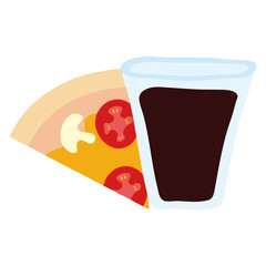 delicious italian pizza and soda glass