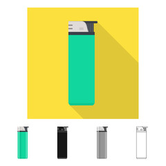 Isolated object of lighter and plastic symbol. Collection of lighter and accessory stock symbol for web.