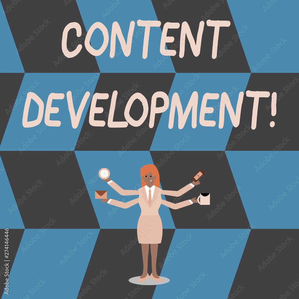 Poster writing note showing content development. business concept for authoring and originating content for