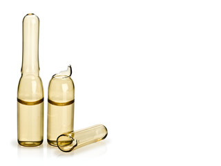 The open and whole ampoules with a medical preparation