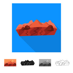 Vector design of surface and mars sign. Set of surface and landscape vector icon for stock.