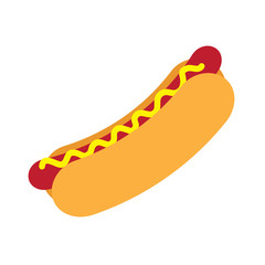 Vector flat cartoon hot dog hotdog icon isolated on white background 