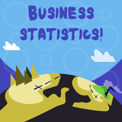 Conceptual hand writing showing Business Statistics. Concept meaning Science of intelligent decision making in the business Mountain View with Hiking Trail and Trekking Tracks for Ads