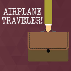 Writing note showing Airplane Traveler. Business concept for the action or process of making a journey by aircraft Businessman Carrying Colorful Briefcase Portfolio Applique