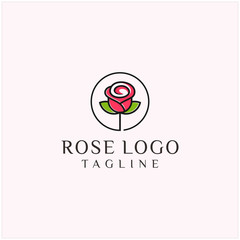 rose logo line art icon illustration vector graphic template download