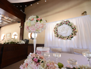 Beautiful decoration for the wedding. Flowers and romance