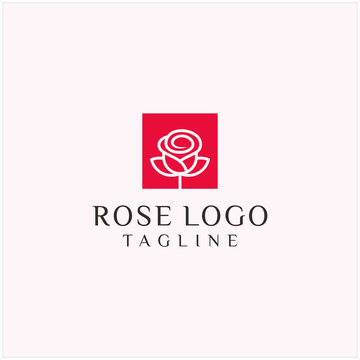 rose logo line art icon illustration vector graphic template download
