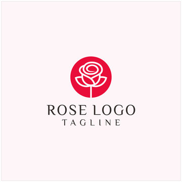 rose logo line art icon illustration vector graphic template download