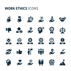 Work Ethics Vector Icon Set. Fillio Black Icon Series.