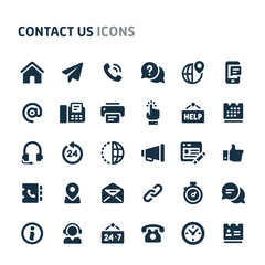 Contact Us Vector Icon Set. Fillio Black Icon Series.