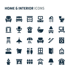 Home & Interior Vector Icon Set. Fillio Black Icon Series.