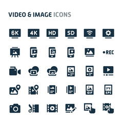 Video & Images Vector Icon Set. Fillio Black Icon Series.