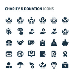 Charity & Donation Vector Icon Set. Fillio Black Icon Series.