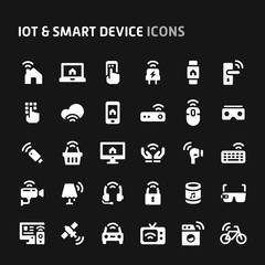 IOT & Smart Device Vector Icon Set. Fillio Black Icon Series