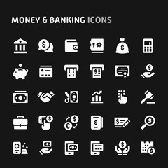 Money & Banking Vector Icon Set.
