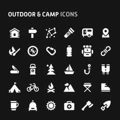 Outdoor & Camp Vector Icon Set.