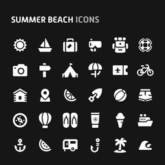 Summer Beach Vector Icon Set.