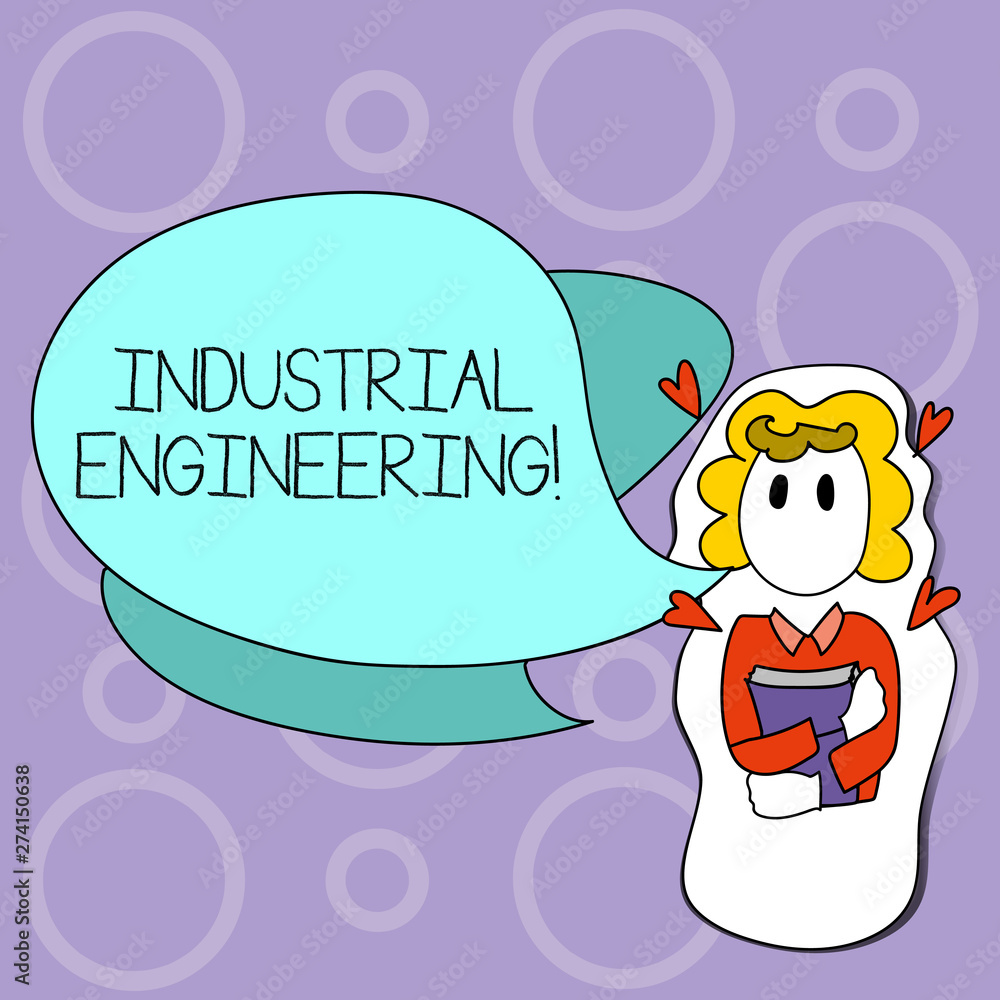 Poster writing note showing industrial engineering. business concept for field or study that focuses on ind