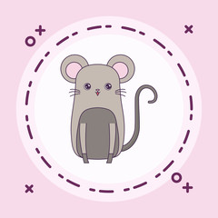 cute mouse animal with frame circular