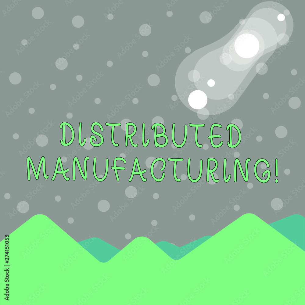 Poster handwriting text writing distributed manufacturing. conceptual photo practiced by enterprises using 