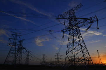 Fototapeta premium The power supply facilities of contour in the evening