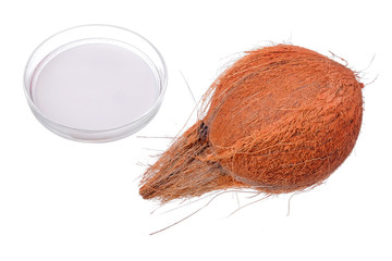 Coconut and coconut milk isolated on white background
