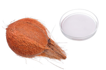 Coconut and coconut milk isolated on white background