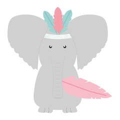 elephant with feathers hat bohemian style