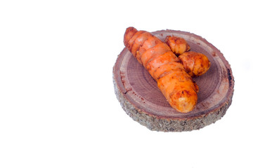 Fresh turmeric isolated on white background
