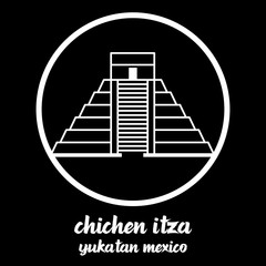 Circle Icon chichen itz. vector illustration
