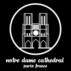 Circle Icon Notre Dame Cathedral. vector illustration