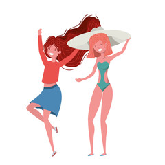 dancing women in white background