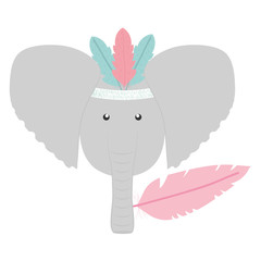 elephant with feathers hat bohemian style