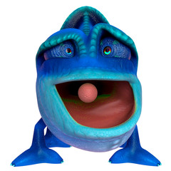 chameleon cartoon is worried in a white background © DM7