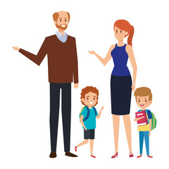 happy student boys with couple teachers