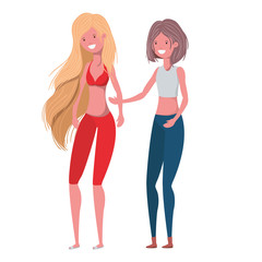 dancing women in white background