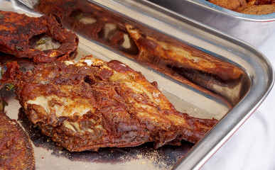  Indian street food fried small pomprets fish curry,ready to serve         