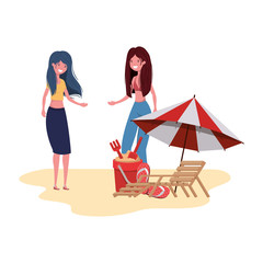 Fototapeta premium women standing in the beach with umbrella