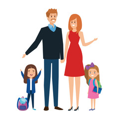 happy student girls with couple teachers