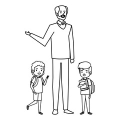 happy student boys with male teacher