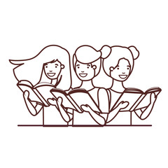 group of student with reading book in the hands