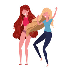 dancing women in white background