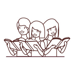 group of student with reading book in the hands