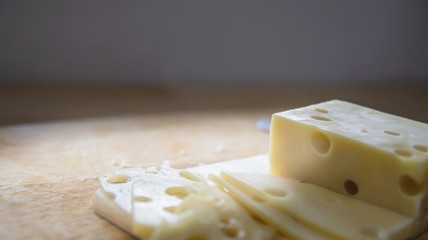 Beautiful cheeses in the kitchen - cheese food preparing concept